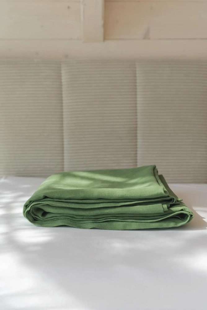 Linen flat sheet in Terracotta. Linen bedspread