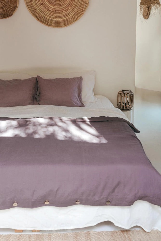 Terracotta linen bedding set. Terracotta linen duvet set. Linen bedding set queen