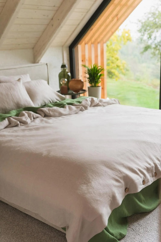 Linen Flat Sheet In Cream, Stonewashed Natural Bedding For King, Queen, Double Sizes, Housewarming Gift For Couple, Newlyweds
