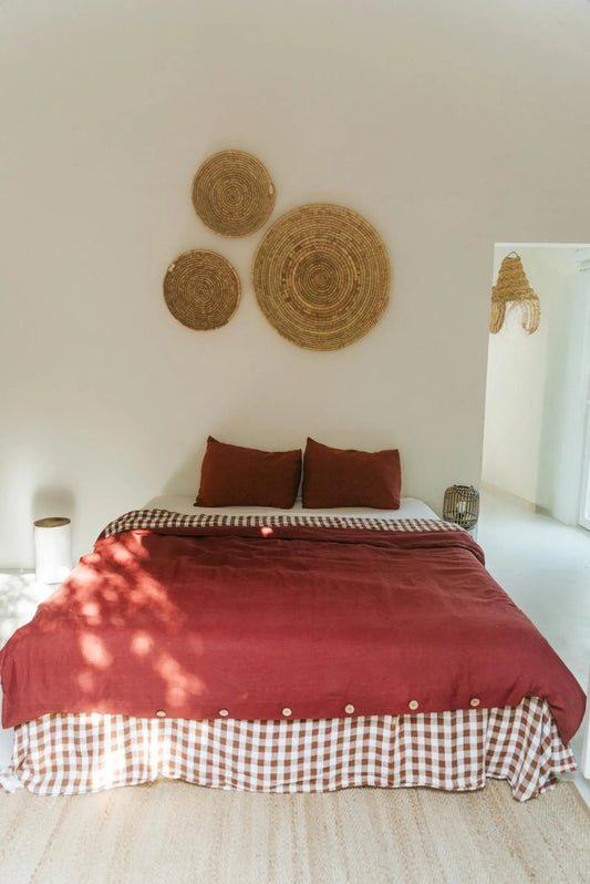 Linen duvet cover Terracotta. Linen bedding in Terracotta. French linen duvet cover king