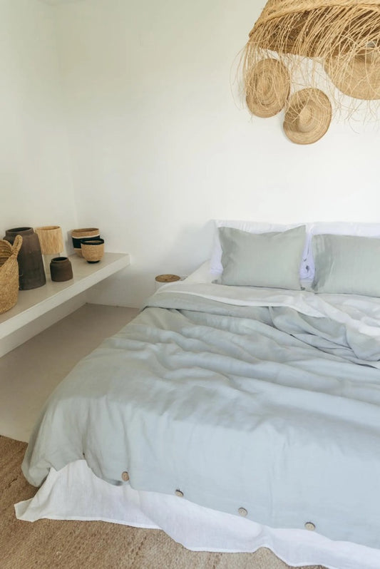 Linen flat sheet in Terracotta. Linen bedspread
