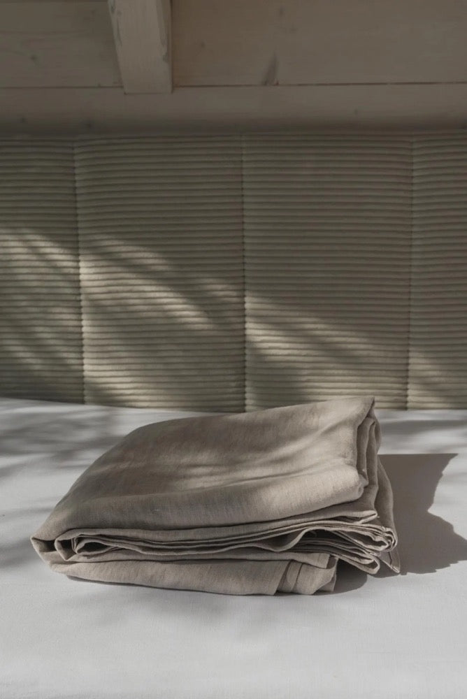 Linen Flat Sheet In Cream, Stonewashed Natural Bedding For King, Queen, Double Sizes, Housewarming Gift For Couple, Newlyweds