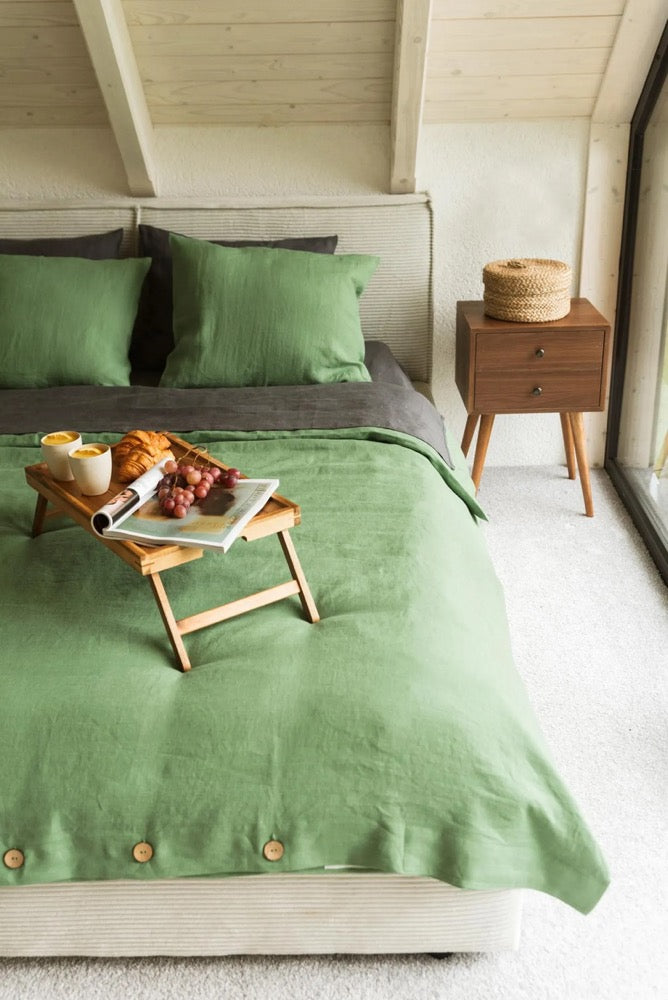 Terracotta linen bedding set. Terracotta linen duvet set. Linen bedding set queen